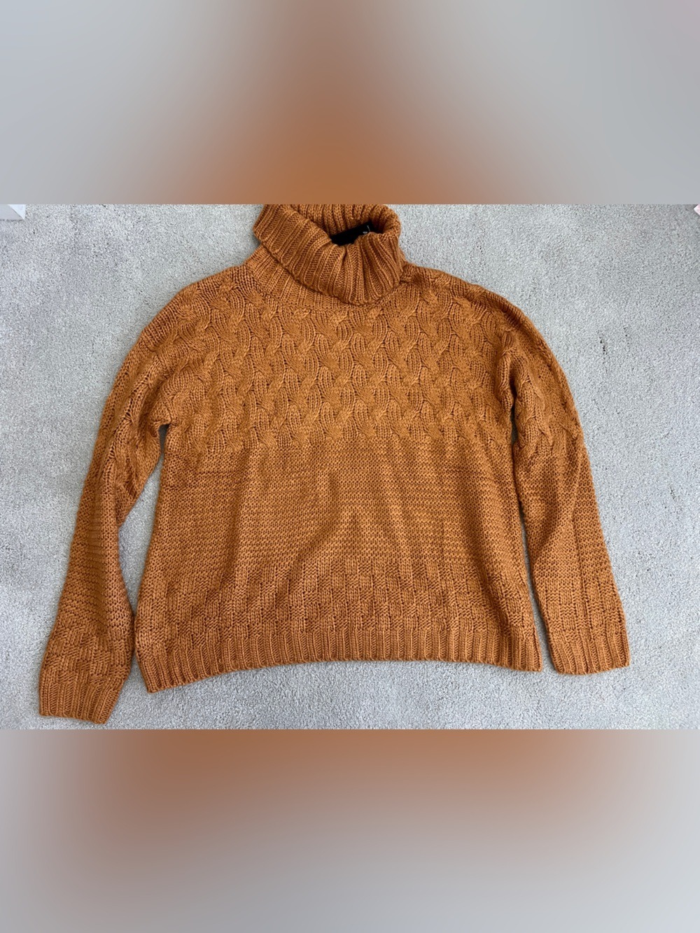 NWT ⭐️ Lulu's Adoring Heart Camel Knit Turtleneck Sweater - Picture 3 of 6